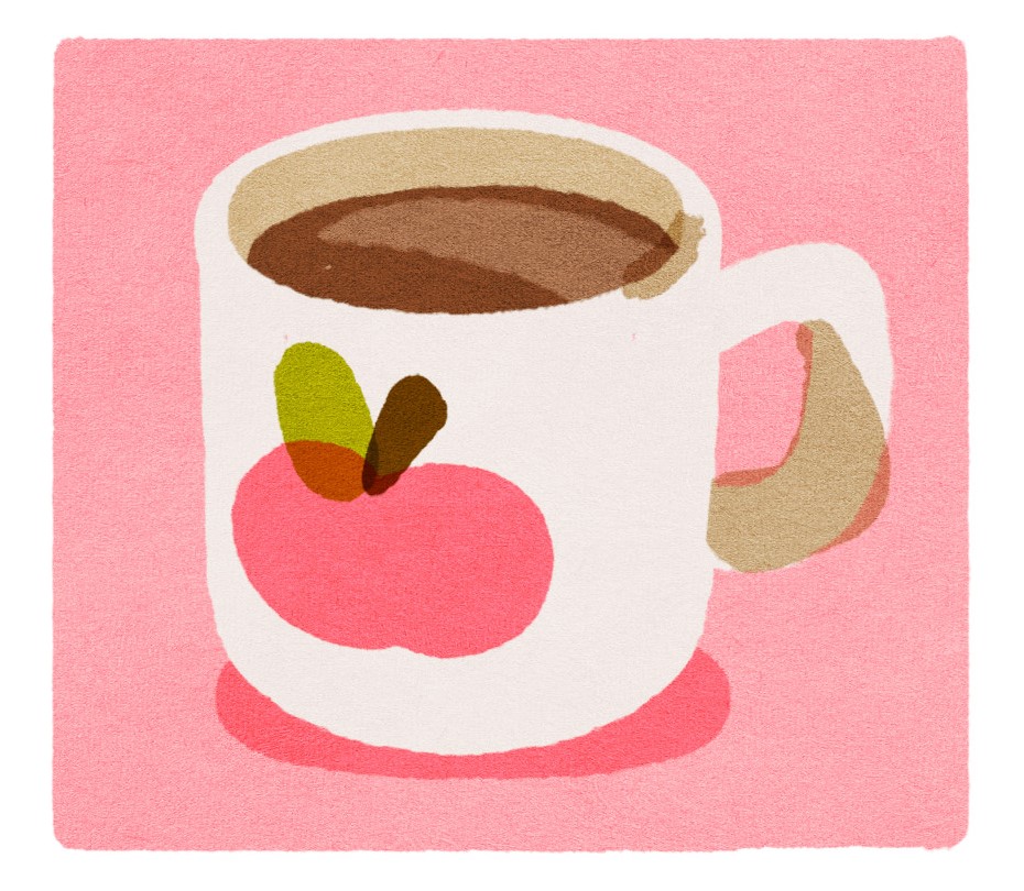 Illustration of a cup in digital watercolor pastel