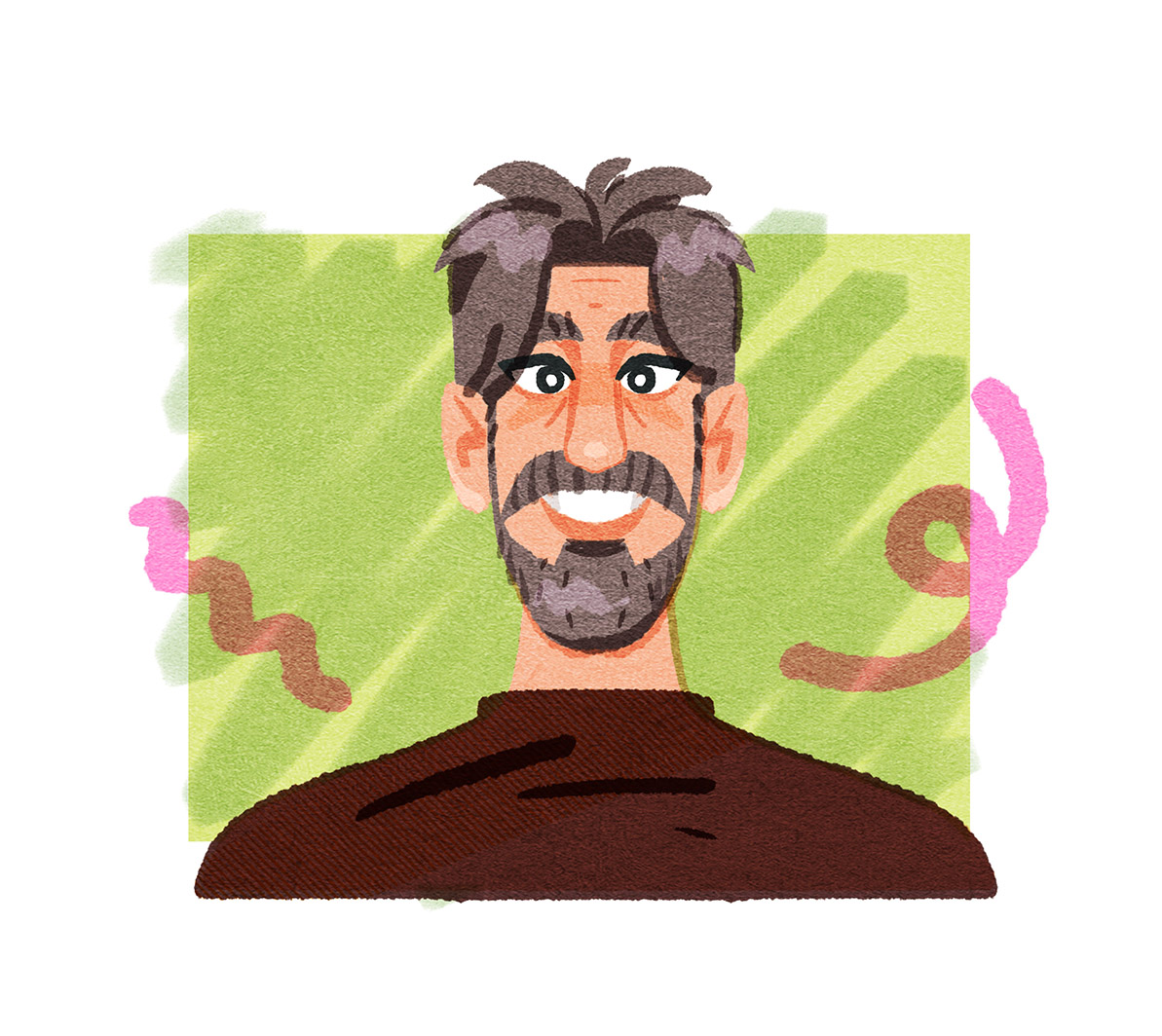 Man portrait in soft illustration style with pastels and texture