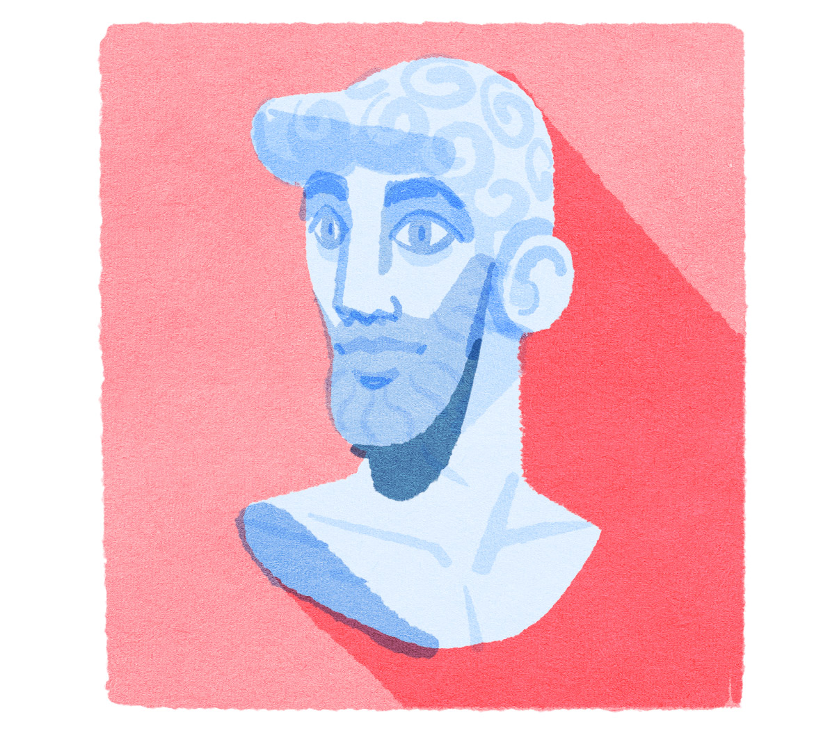 Illustration of sculpture in digital watercolor pastel